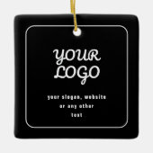 Uw Logo & Slogan of andere tekst | Zwart-wit Keramisch Ornament (Voorkant)