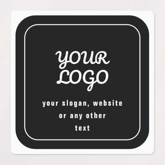 Uw Logo & Slogan of andere tekst | Zwart-wit Labels (Design 2)