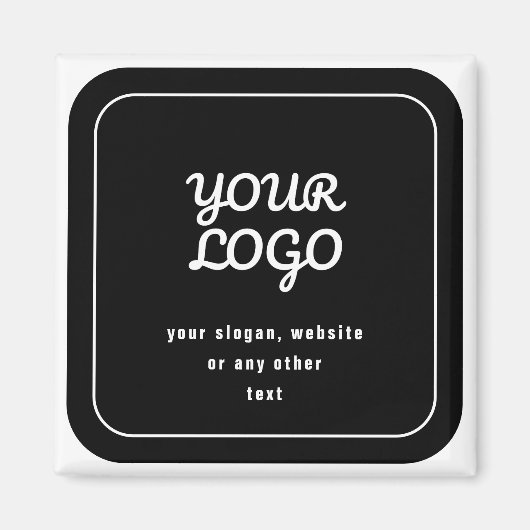 Uw Logo & Slogan of andere tekst | Zwart-wit Magneet (Voorkant)