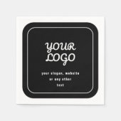 Uw Logo & Slogan of andere tekst | Zwart-wit Servet (Voorkant)