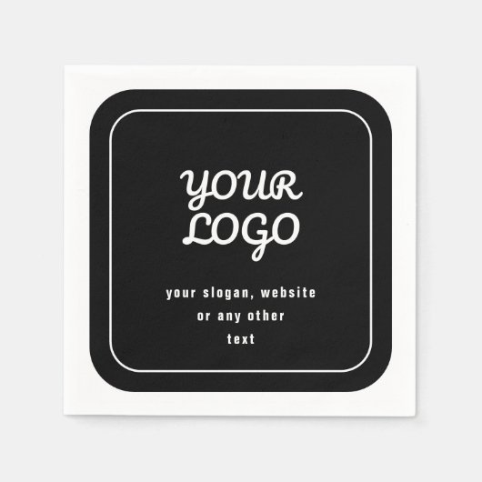 Uw Logo & Slogan of andere tekst | Zwart-wit Servet (Voorkant)