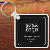Uw Logo & Slogan of andere tekst | Zwart-wit Sleutelhanger (Voorkant)