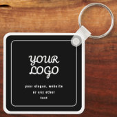 Uw Logo & Slogan of andere tekst | Zwart-wit Sleutelhanger (Achterkant)