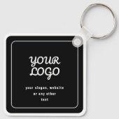 Uw Logo & Slogan of andere tekst | Zwart-wit Sleutelhanger (Achterkant)