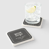 Uw Logo & Slogan of andere tekst | Zwart-wit Stenen Onderzetter (Zijkant)