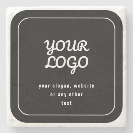 Uw Logo & Slogan of andere tekst | Zwart-wit Stenen Onderzetter (Voorkant)