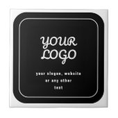 Uw Logo & Slogan of andere tekst | Zwart-wit Tegeltje (Voorkant)