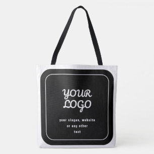 Uw Logo & Slogan of andere tekst   Zwart-wit Tote Bag