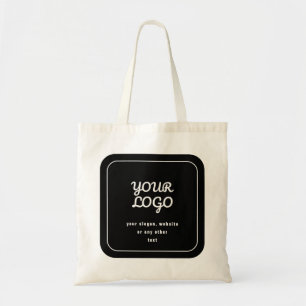 Uw Logo & Slogan of andere tekst   Zwart & Wit Tote Bag