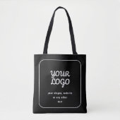 Uw Logo & Slogan of andere tekst | Zwart-wit Tote Bag (Voorkant)