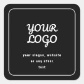Uw Logo & Slogan of andere tekst | Zwart-wit Vierkante Sticker (Voorkant)