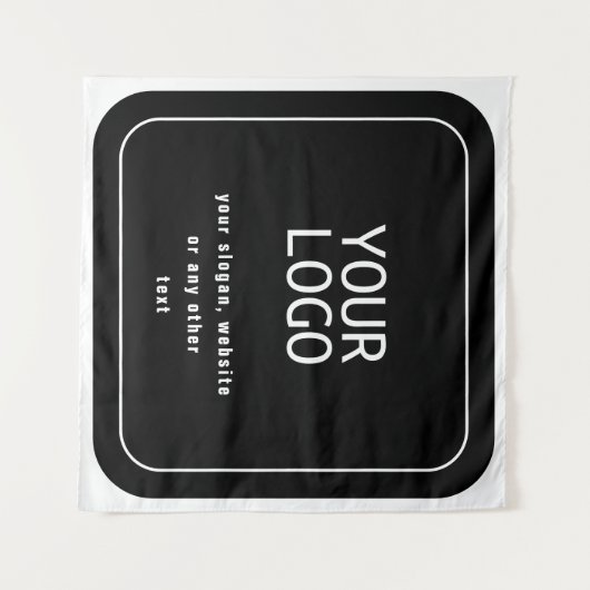 Uw Logo & Slogan of andere tekst | Zwart-wit Wandkleed (Voorkant (horizontaal))