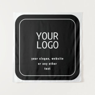 Uw Logo & Slogan of andere tekst Zwart-wit Wandkleed