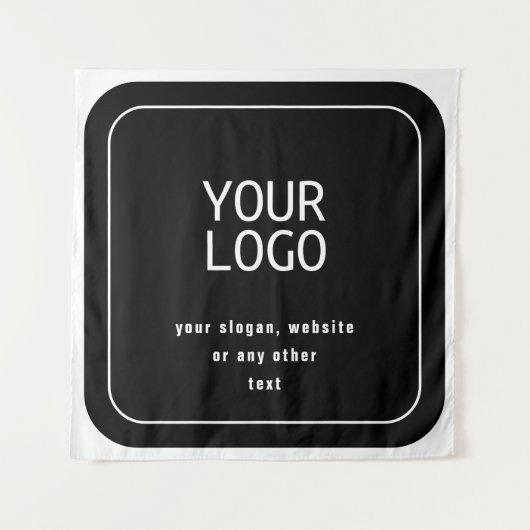 Uw Logo & Slogan of andere tekst | Zwart-wit Wandkleed (Voorkant)