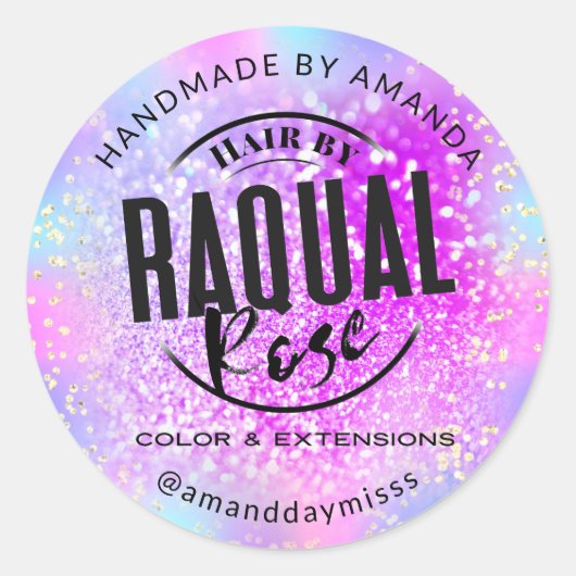 Uw Logo Small Business Holograaf Glitter Gold Ronde Sticker (Voorkant)