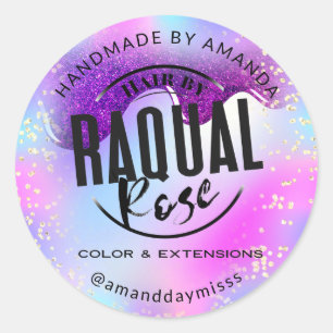 Uw Logo Small Business Holograf Roze Glam Ronde Sticker