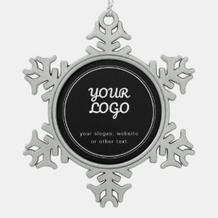 Uw logo stijlvol bewerkbaar zwart en wit tin sneeuwvlok ornament