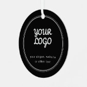 Uw Logo Stijlvolle bewerkbare zwart-wit Metalen Ornament (Voorkant links)