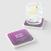 Uw Logo & stijlvolle licht naar donker Paarse ombr Stenen Onderzetter (Zijkant)