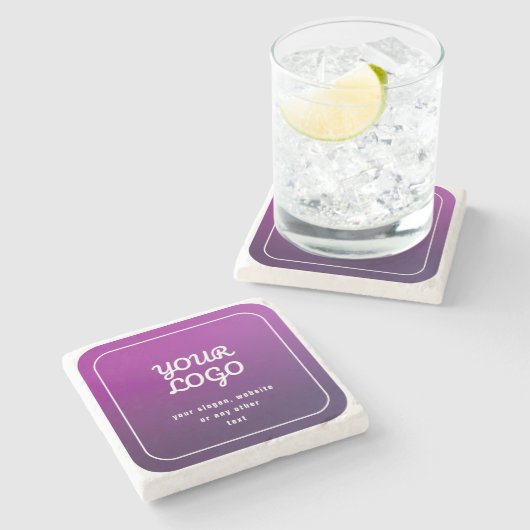 Uw Logo & stijlvolle licht naar donker Paarse ombr Stenen Onderzetter (Zijkant)
