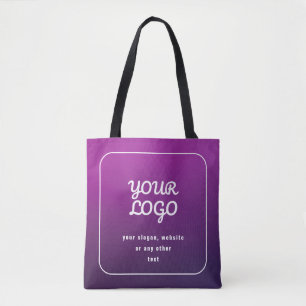 Uw Logo & stijlvolle licht naar donker Paarse ombr Tote Bag