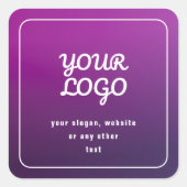 Uw Logo & stijlvolle licht naar donker Paarse ombr Vierkante Sticker (Voorkant)