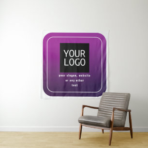 Uw Logo & stijlvolle licht naar donker Paarse ombr Wandkleed