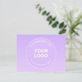 Uw Logo | Subtiele lavendel ombre gradiënt Briefkaart (Staand voorkant)