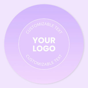 Uw Logo   Subtiele lavendel ombre gradiënt Ronde Sticker