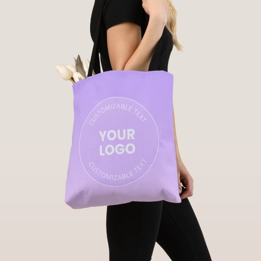 Uw Logo | Subtiele lavendel ombre gradiënt Tote Bag (Dichtbij)