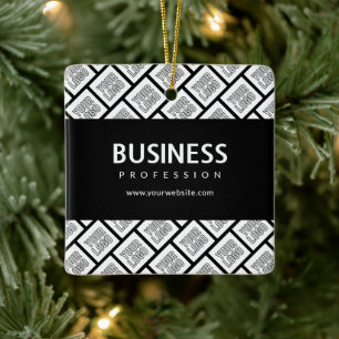 Uw logo-tegelpatroon & bewerkbare bedrijfsnaam  keramisch ornament