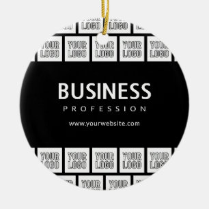 Uw logo-tegelpatroon & bewerkbare bedrijfsnaam  keramisch ornament
