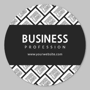 Uw logo-tegelpatroon & bewerkbare bedrijfsnaam ronde sticker