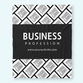 Uw Logo-tegelpatroon en bewerkbare bedrijfsnaam Fleece Deken