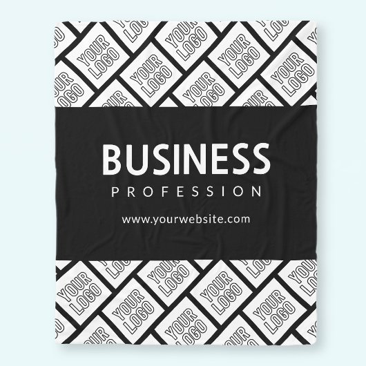 Uw Logo-tegelpatroon en bewerkbare bedrijfsnaam Fleece Deken