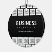 Uw Logo-tegelpatroon en bewerkbare bedrijfsnaam Keramisch Ornament (Links)