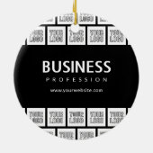 Uw Logo-tegelpatroon en bewerkbare bedrijfsnaam Keramisch Ornament (Achterkant)