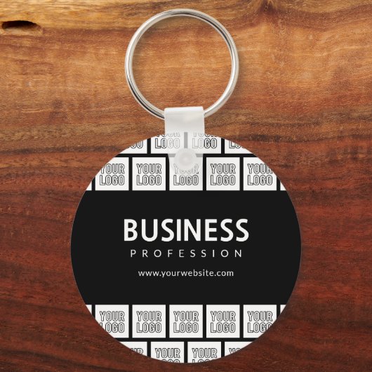 Uw Logo-tegelpatroon en bewerkbare bedrijfsnaam Sleutelhanger (Voorkant)