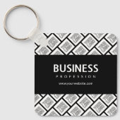 Uw Logo-tegelpatroon en bewerkbare bedrijfsnaam Sleutelhanger (Voorkant)