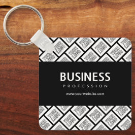 Uw Logo-tegelpatroon en bewerkbare bedrijfsnaam Sleutelhanger