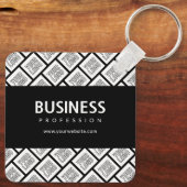 Uw Logo-tegelpatroon en bewerkbare bedrijfsnaam Sleutelhanger (Achterkant)