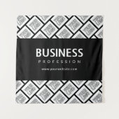 Uw Logo-tegelpatroon en bewerkbare bedrijfsnaam Wandkleed (Voorkant)