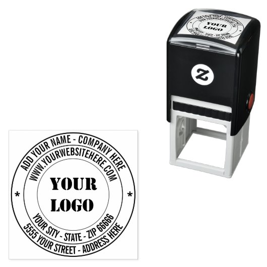 Uw Logo Tekst Adres Ronde Zelfinkende Stempel (In situ)