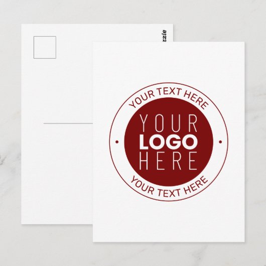 Uw Logo &  tekst | Dieprood/DIY-kleur Briefkaart (Voorkant / Achterkant)