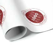 Uw Logo &  tekst | Dieprood/DIY-kleur Cadeaupapier (Rol Hoek)