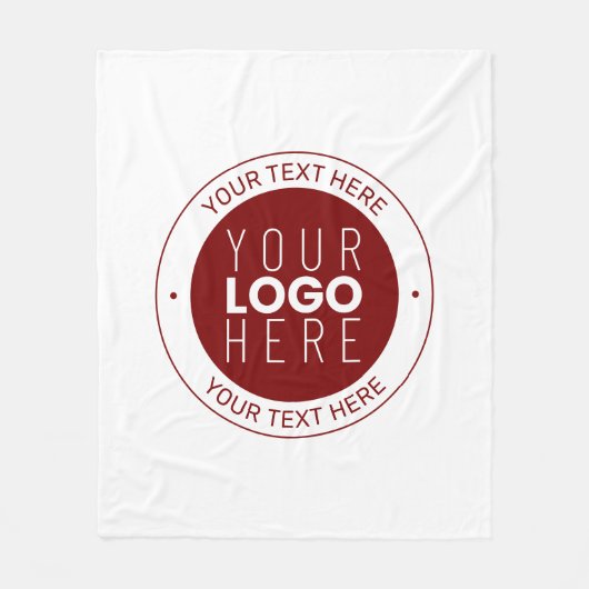 Uw Logo &  tekst | Dieprood/DIY-kleur Fleece Deken (Voorkant)