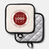 Uw Logo & tekst | Dieprood/DIY-kleur Pannenlap (Voorkant / Achterkant)