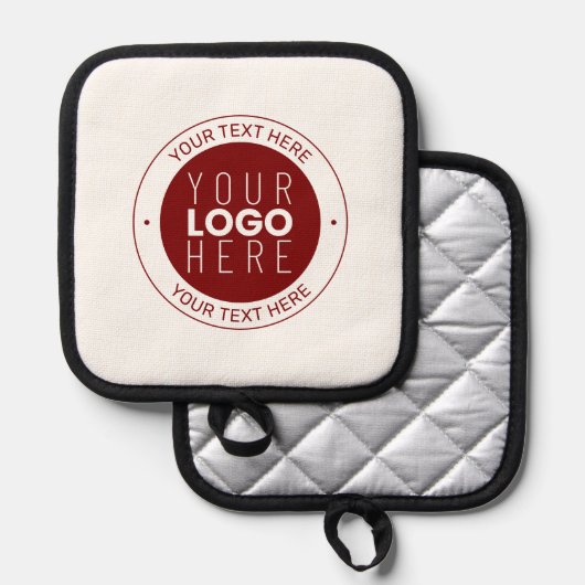 Uw Logo & tekst | Dieprood/DIY-kleur Pannenlap (Voorkant / Achterkant)