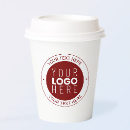 Uw Logo &  tekst | Dieprood/DIY-kleur Papieren Bekers