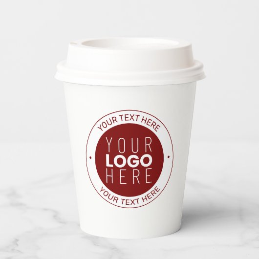 Uw Logo &  tekst | Dieprood/DIY-kleur Papieren Bekers (Achterkant)